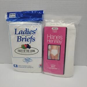 Vtg Fruit of Loom Hanes Her Way Ladies Cotton Briefs Granny Panties Sz 10 NEW